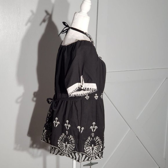 NY COLLECTION  BLOUSE COLOR BLACK SHORT SLEEVE 100% COTTON SIZE 1X - Picture 4 of 7